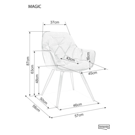 Мягкий стул Intarsio Magic бордовый велюр на черном металлическом каркасе 57×43×87 см - Фото 9