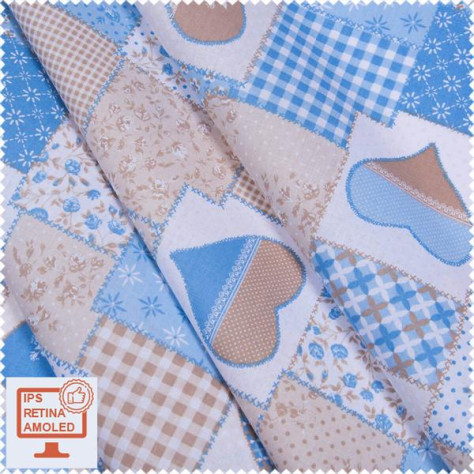 Экокоттон печворк / patchwork голубой Арт.: SRTK-123706
