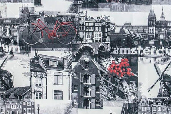 Мебельная ткань Амстердам (Amsterdam) принт Принт AMSTERDAM GRAFIT Разноцветный Тематические Категория 4 TEXTORIA
