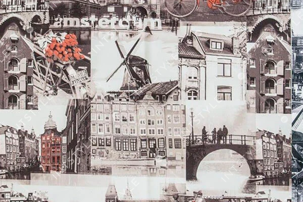 Мебельная ткань Амстердам (Amsterdam) принт Принт AMSTERDAM SEPIA Разноцветный Тематические Категория 4 TEXTORIA