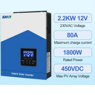 Гибридный инвертор EASUN 12V/230V 2200 VA 1800 Вт MPPT 80A чистый синус, солнечный, 450 VDC  SMH-II-2.2KW-1800W