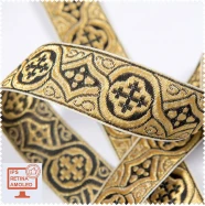 Тесьма (укр) церк. мария черный-золото 32мм  SRTK-78353