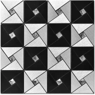 Самоклеющаяся алюминиевая плитка 300х300х3мм Черно-серебряная со стразами SW-00001773  SW-00001773