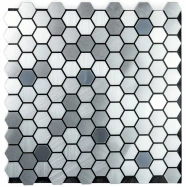 Самоклеющаяся алюминиевая плитка 300х300х3мм Серебряная мозаика з зеркальными вставками SW-00001928  SW-00001928