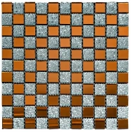 Мозаика из декоративного стекла 298х298х4,5мм Серый+оранж SW-00002361  SW-00002361