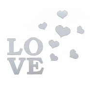 Зеркальный декор акриловый самоклеющийся Love серебро,11шт (D) SW-00002495  SW-00002495