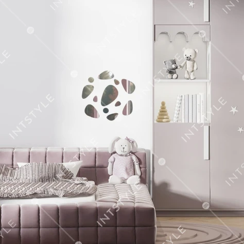 Зеркальный декор акриловый самоклеющийся Камешки серебро, 12шт (D) SW-00002496 Арт.: SW-00002496 - Фото 5