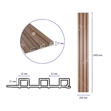 Рейка декоративная WPC стеновая 200х27х2900мм SW-00003001 Арт.: SW-00003001 - Фото 3