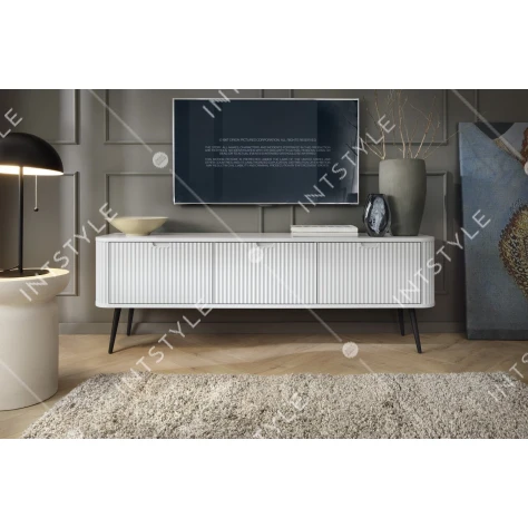 Тумба под телевизор Perfect Home Зова / Zova 3-дверная с черными ножками RTV168 Белый - Фото 1