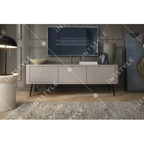 Тумба под телевизор Perfect Home Зова / Zova 3-дверная с черными ножками RTV168 Кашемир - Фото 1
