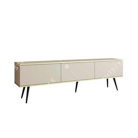 Тумба под телевизор Perfect Home Оро / Oro 3-дверная с чёрными ножками RTV175 Бежевый - Фото 3