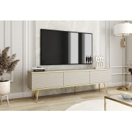 Тумба під телевізор Perfect Home Оро / Oro 3-дверна з золотими ніжками RTV175 MDF Бежевий  PH-000012376944