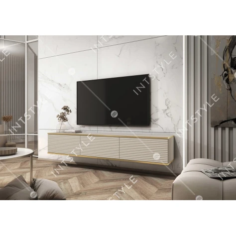 Тумба под телевизор навесная Perfect Home Оро / Oro 3-дверная RTV175 MDF Бежевая - Фото 1