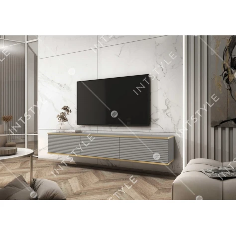 Тумба под телевизор навесная Perfect Home Oro RTV175 — серая, 3-дверная - Фото 1