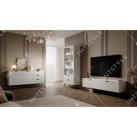 Тумба под телевизор Perfect Home Ланте / Lante 2-дверная с чёрными ножками 2D/163 Белый - Фото 8